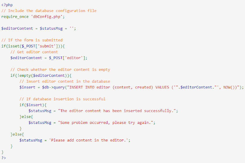 WYSIWYG save content to database
